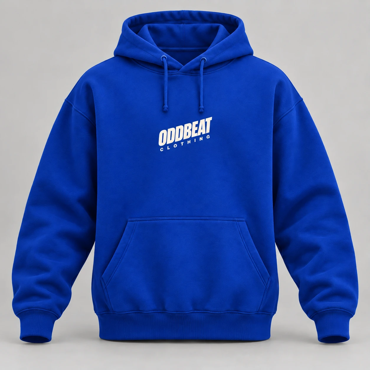 Tilt Hoodie — Cobalt in Cobalt / Cream with tilt Oddbeat logo — concept mockup