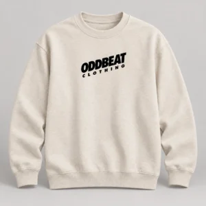Tilt Sweatshirt — Oat in Oat / Black with tilt Oddbeat logo — concept mockup