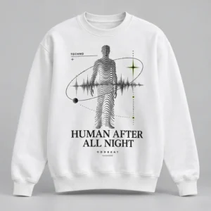 Human After All Night Sweatshirt concept mockup