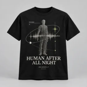 Human After All Night Tee concept mockup
