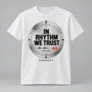 In Rhythm We Trust Tee concept mockup