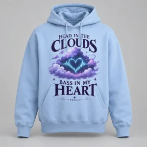 Head In The Clouds Bass In My Heart Hoodie concept mockup