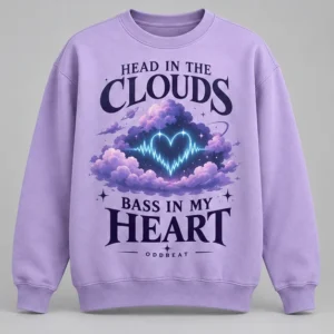 Head In The Clouds Bass In My Heart Sweatshirt concept mockup