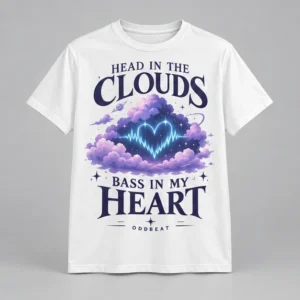 Head In The Clouds Bass In My Heart Tee concept mockup