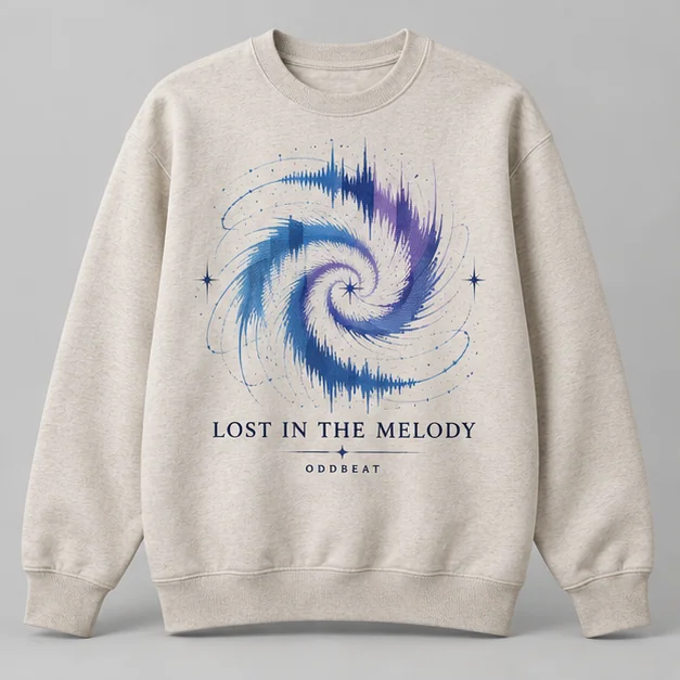 Lost In The Melody Sweatshirt concept mockup