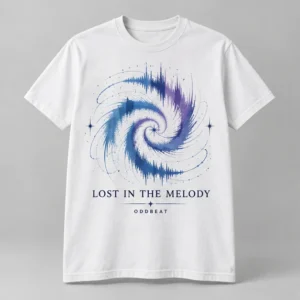Lost In The Melody Tee concept mockup