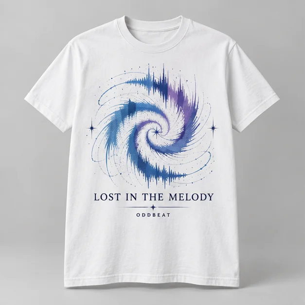 Lost In The Melody Tee concept mockup